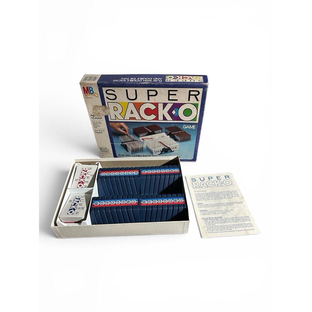 VTG 1983 Super Rack-O Game Milton Bradley Double Card Racks- 100% complete w box
